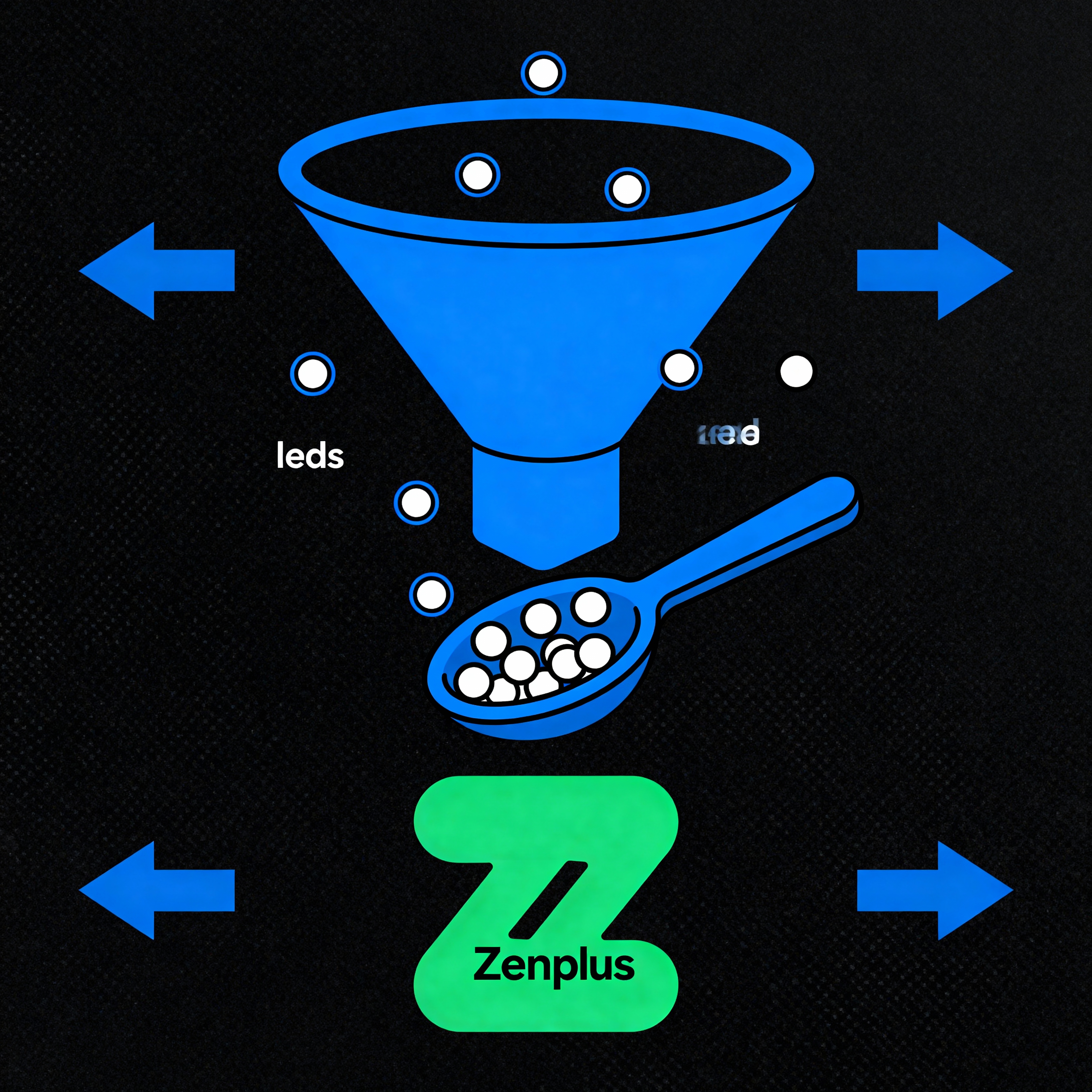 A marketing funnel graphic illustrating how Zenplus outbound campaigns capture and re-engage lost leads.